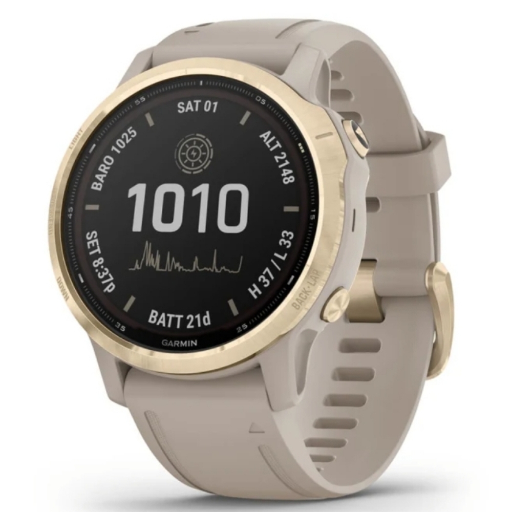 Garmin fēnix® 6S - Pro Solar EditionLight Gold with Light Sand Band - Womens